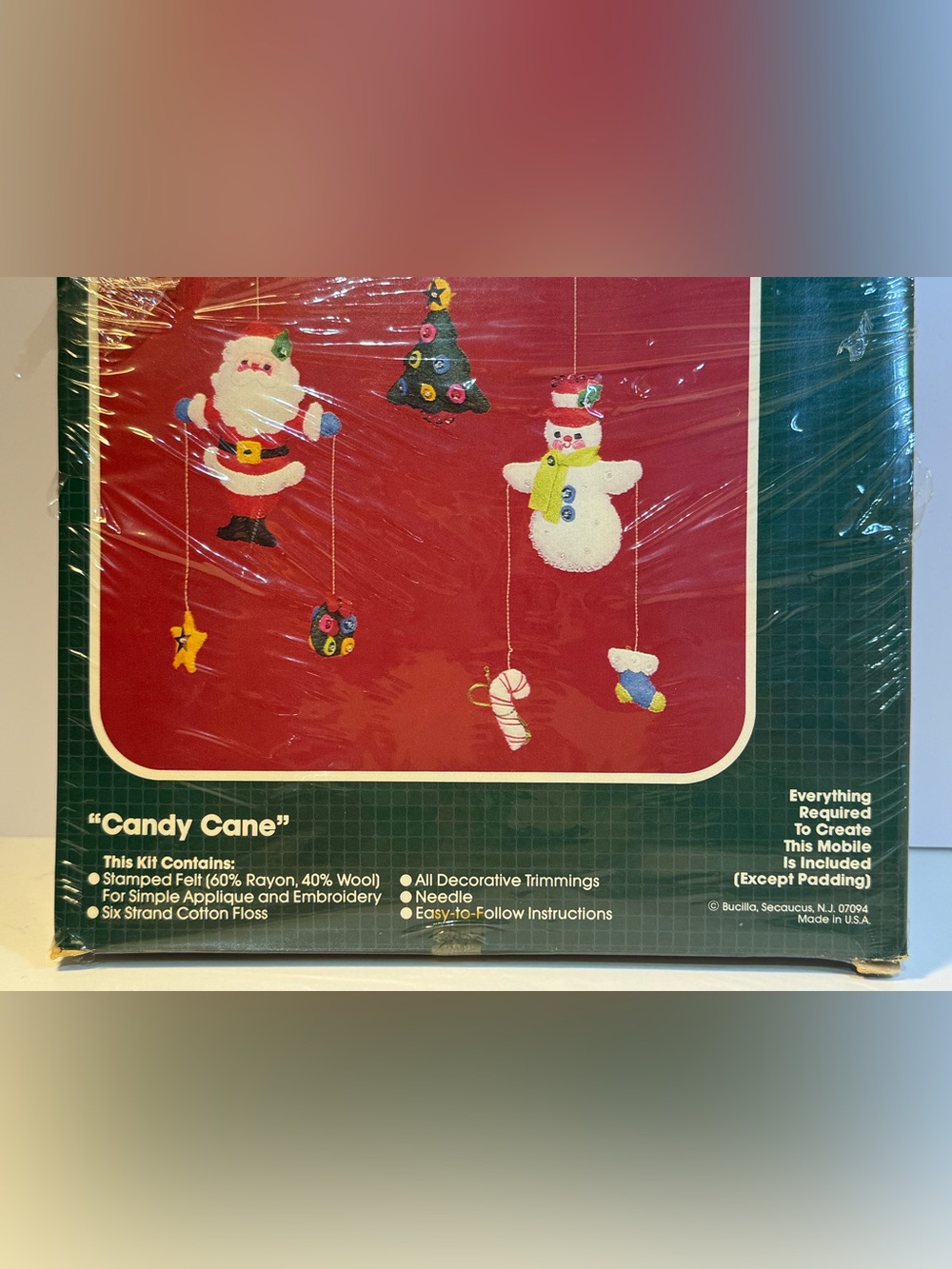 Bucilla Christmas Heirloom jeweled candy cane stitchery mobile kit 48651 vintage - Picture 2 of 3